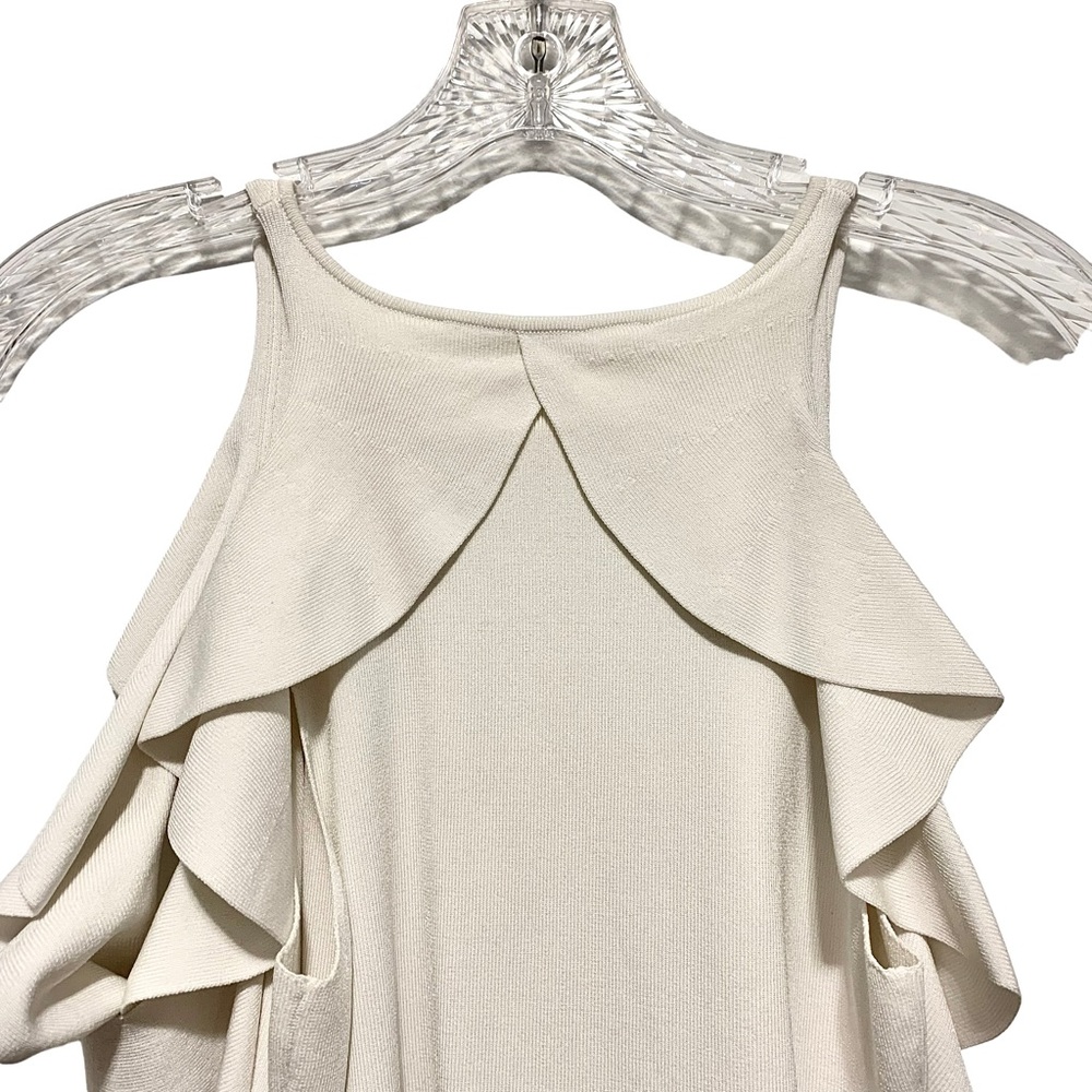 Jonathan Simkhai Hanging Ruffle Racerback Tank Top Ivory - Picture 9 of 11